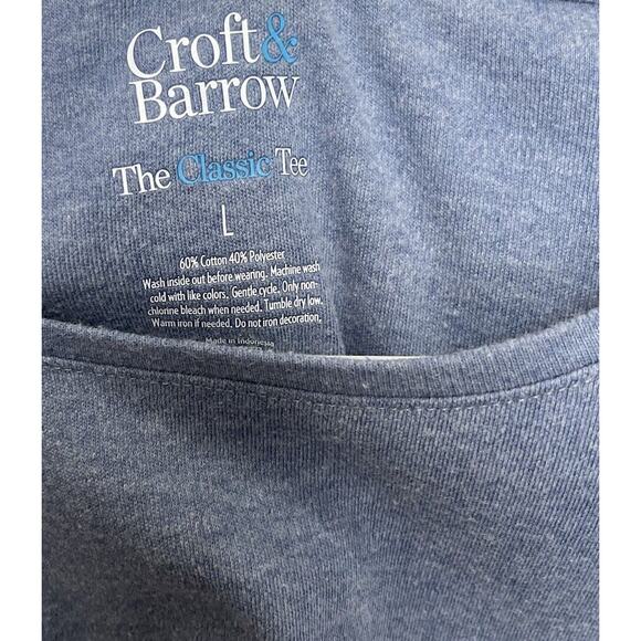 Croft & Barrow | Let It Snow Sequin Snowflake Long Sleeve Top Large Blue Gold - Picture 4 of 6